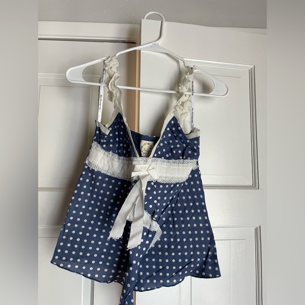 Unique feminine blue polka dot tank